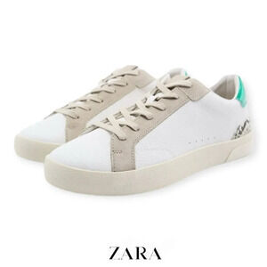 ZARA | White | ANIMAL PRINT TRIM SNEAKERS